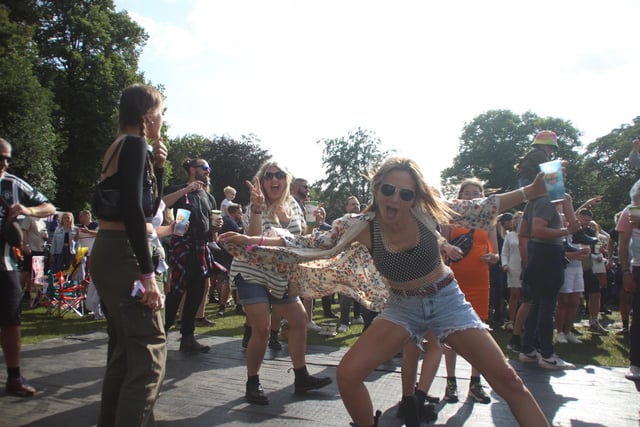 These festival goers were dancing like no one was watching at Eat in the Park. Pic Eat in the Park