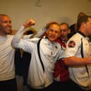 Lindon Meikle celebrates after Eastwood Town shocked League Two leaders Wycombe in the 2008 FA Cup second round.