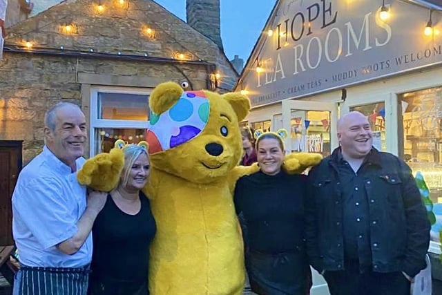 Posing with Pudsey Bear. Photo Rick Ellis