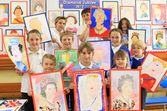 An exhibition of royal portraits at St Mary's RC Primary, New Mills