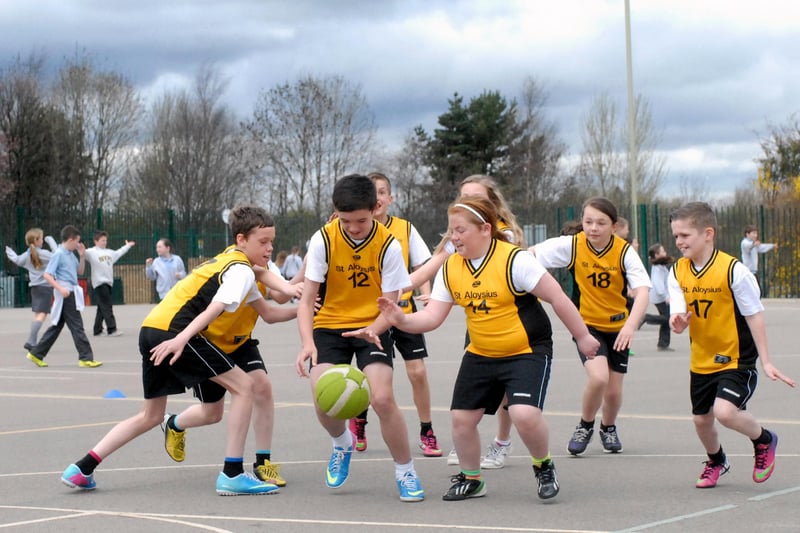 The St  Aloysius RC Primary School's basketball team which was off to compete in a national event in 2013.
