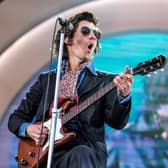 Alex Turner on stage at Hillsborough Park.