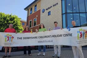 Mike Copestake and Janine Stillwell from the Derbyshire Children's Holiday Centre with Sarah Jackson, Haris Roberts and Molly Taberner from Rayburn Tours