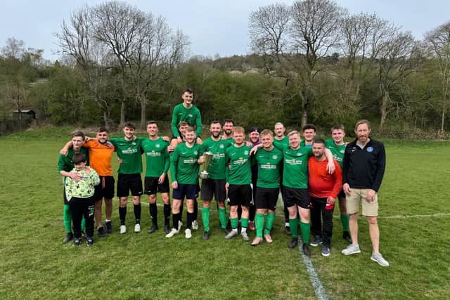 Pictured here are the 2024/2025 Roden Cup Champions, Calver FC!