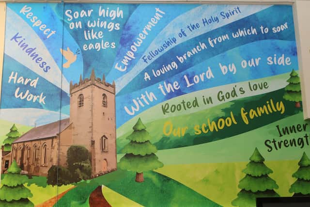 One of four large murals that have been installed at Kettleshulme Primary. Photo Jason Chadwick