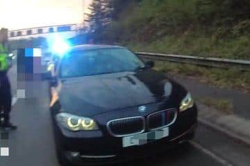 The black BMW was pulled over on the M1 in Derbyshire