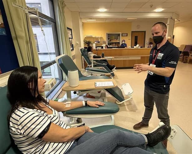 Professor Mark Faghy with  patient at University Hospitals of Derby and Burton NHS Trust