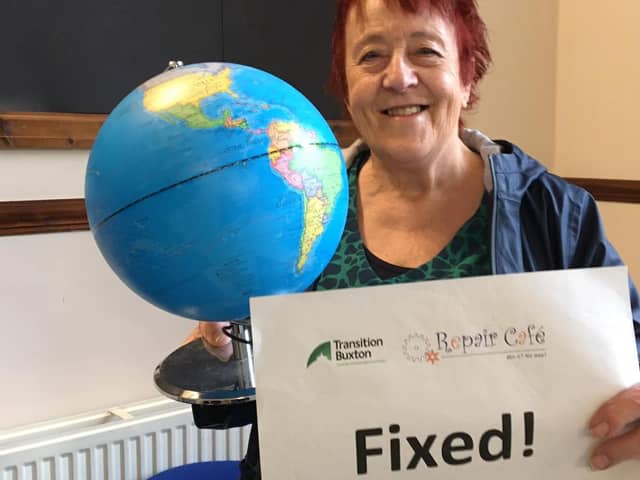 Tranistion Buxton sign declaration to help make repairs more accessible to stop people from throwing things away. Photo Transition Buxton