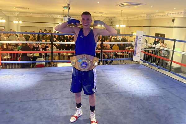 Lewis Lingard - won East Midlands lightweight title for Buxton ABC.