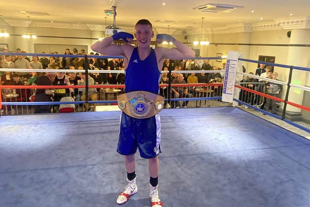 Lewis Lingard - won East Midlands lightweight title for Buxton ABC.