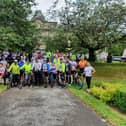 The cyclists set off from the Palace Hotel in Buxton on the second leg of the Jo Cox Way ride