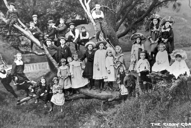 The children of Birchinlee Village - the "Tin City" built for workmen constructing the Derwent Valley Dams - 1901-1914
