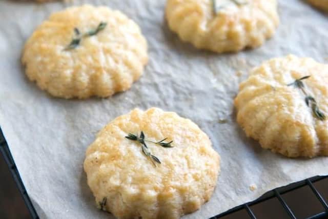 These cookies can be baked with only three ingredients -  butter, flour and Parmesan.