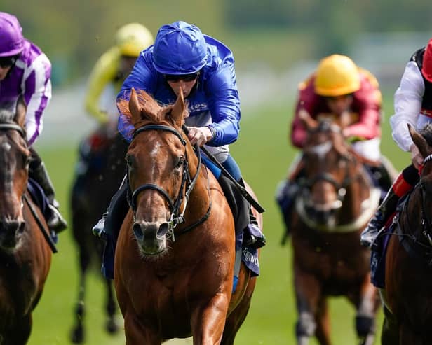 Hurricane Lane (centre), our expert's fancy for the Derby, wins the Dante Stakes at York last month. (PHOTO BY: Alan Crowhurst/Getty Images).