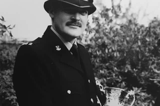 Andy in 1990 receiving the Derbyshire Community Officer of the Year award - for which he was nominated by members of the community