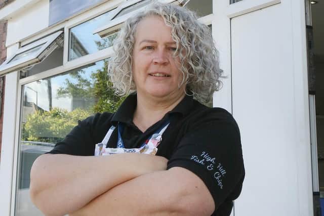 Cheryl Easter of High Hill Fish and Chips is worried about the rising cost of bills.