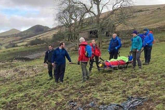 Edale Mountain Rescue were called out to two walkers with injured ankles within minutes of each other. Pic submitted