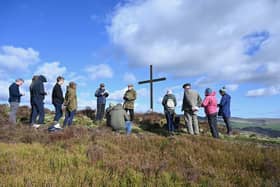 Christians Christians sing hymns at the top of Lantern Pike, Hayfield