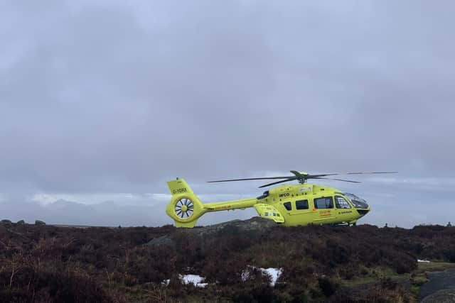 The walker was taken to Sheffield’s Northern General Hospital by air ambulance. 
Credit: Edale MRT