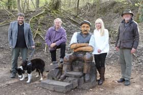 Simon Fussel, Peter Phillipson, Lucy Marsden and Jon White of the BCA with the restored statue of "Jack"