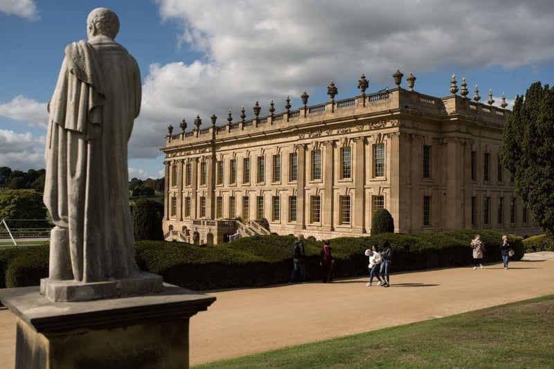 he seat of the Duke of Devonshire, it has belonged to the Cavendish family since 1549. It stands on the east bank of the River Derwent, across from hills between the Derwent and Wye valleys. The house holds major collections of paintings, furniture, Old Master drawings, neoclassical sculptures and books.