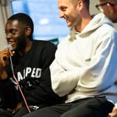 Stoke City Players Frank Fielding Junior Tchamadeu and Ben Wilmot at the Buxton High Peak Supporters Club meet and greet at the Hoffman Bar. Photo Stoke City FC