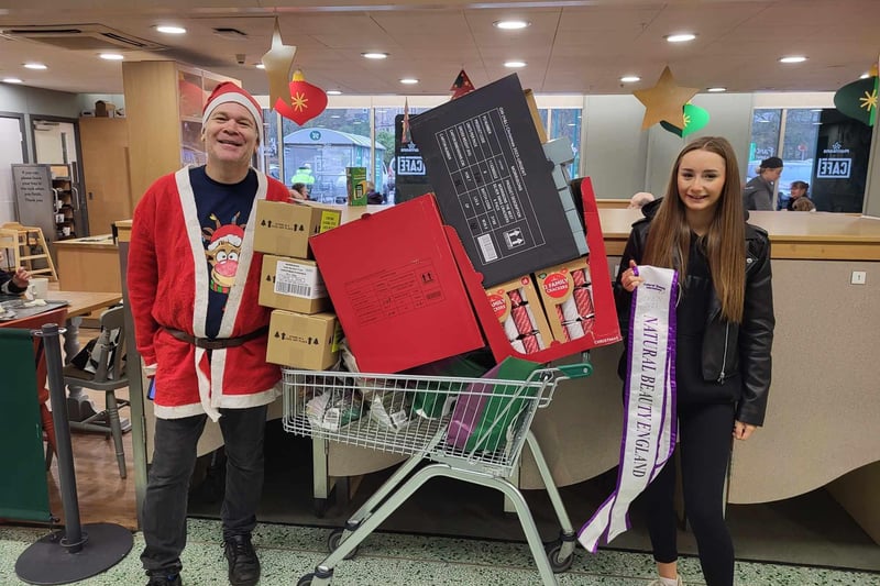 Collecting donations from Morrisons. Photo Ruth Eyre-Barnes