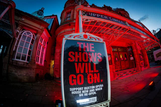 In July volunteers Illuminated the Buxton Opera House in red lighting to highlight the plight of workers and venues in the theatre industry - Photo by David John King