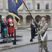 Buxton Remembrance Service, the parade through the Crescent. Photo Jason Chadwick
