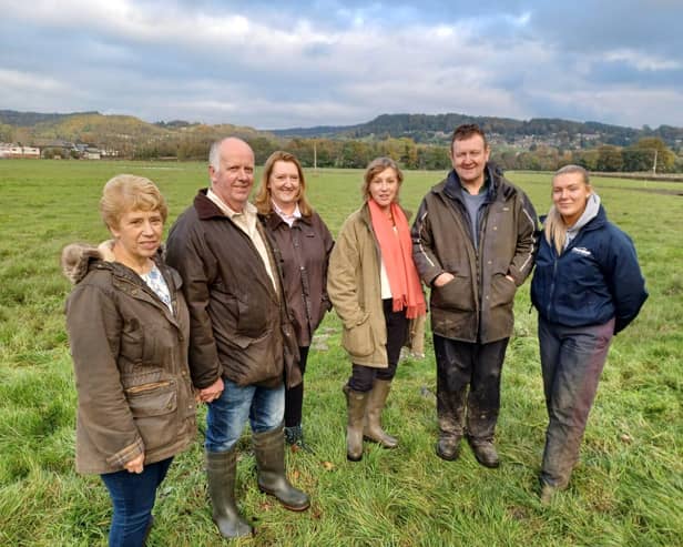 Farmers on farm with the Minister and their MP