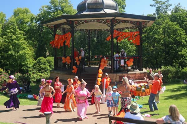 The Belly Dance Flames performing at Fringe Sunday in 2022,
