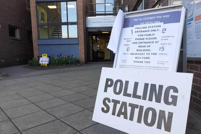 A polling station in Derbyshire.