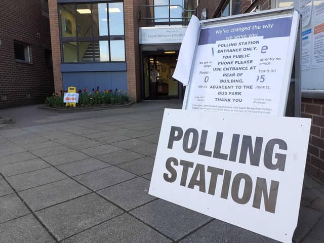 A polling station in Derbyshire.