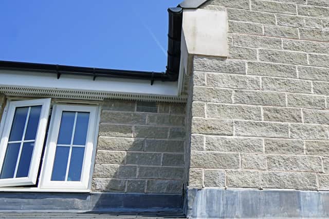 Problems with guttering and cracked bricks at the Foxlow Fields Keepmoat development. Photo Brian Eyre