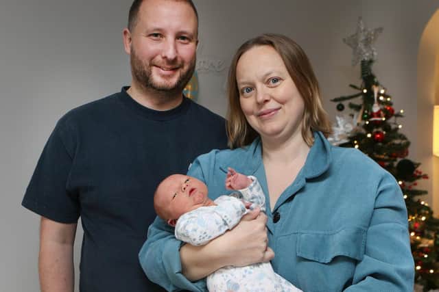 Hayley and Mark Burnell with baby Arthur