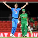 Billy Stanlake in action for Adelaide Strikers during the Big Bash League. (Photo by Bradley Kanaris/Getty Images )