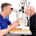 Optegra optometrist Oliver Bowen-Thomas and patient Jim Hayles