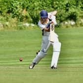 Ash Boardman makes 67 in defeat for New Mills. Photo by John Fryer.