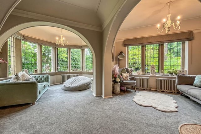 Archways add grandeur to the property's interior.