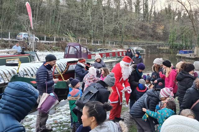 Santa arrived by boat as part of the Whaley Bridge festivities at the weekend