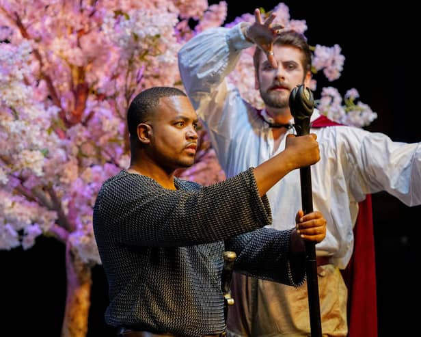 Orlando (Christian Joel) and Zoroastro (Jolyon Loy) in Buxton International Festival's Orlando. Photo by David John King