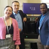 From left, Beth Tumilty and Phil Bell of the GM Pathology Network, with Stockport NHSFT consultant histopathologist Mugtaba Dafalla and technical head of cellular pathology Rachel Rank.