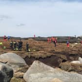 Firefighters from three stations attended a fire on Kinder Scout on Monday