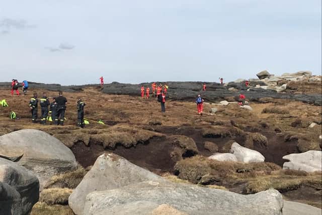 Firefighters from three stations attended a fire on Kinder Scout on Monday