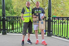 Phil Hardman receives his prize after victory in Buxton. Photo by Frank Golden.