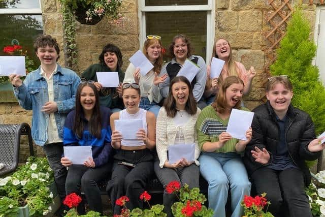 Big smiles for the class of 2023 from Buxton Community School who are celebrating their A level results. Pic submitted