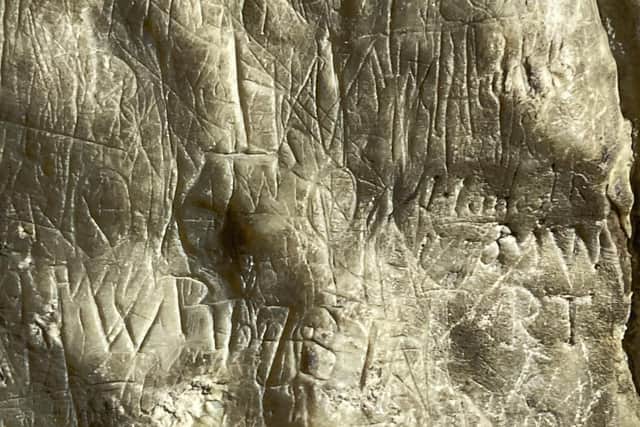 The graffiti which experts thought was Victorian they now believe to be 15th century and belonging to the outlaw Poole who the cavern is named after. Photo submitted