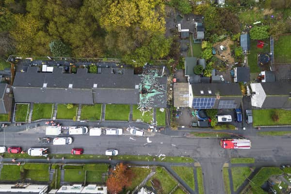 The explosion has torn through the roof of the bungalow. 
Image: Lee McLean / SWNS