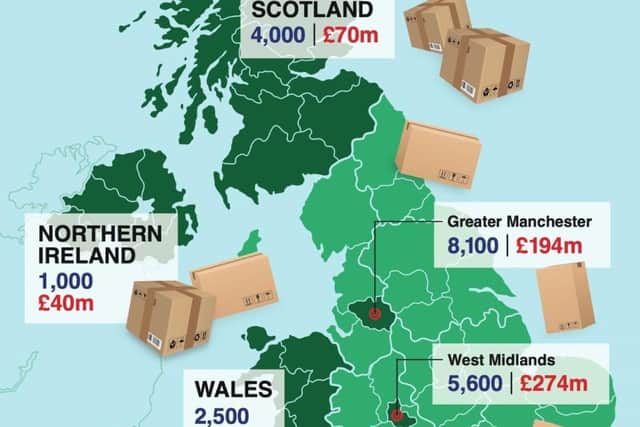 Graphic shows the top selling regions in England, along with figures for Wales, Scotland and NI