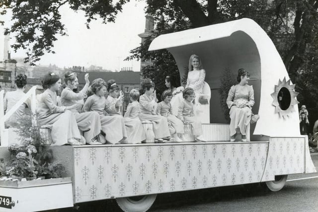 A carnival queen in Buxton's parade in the 1970s